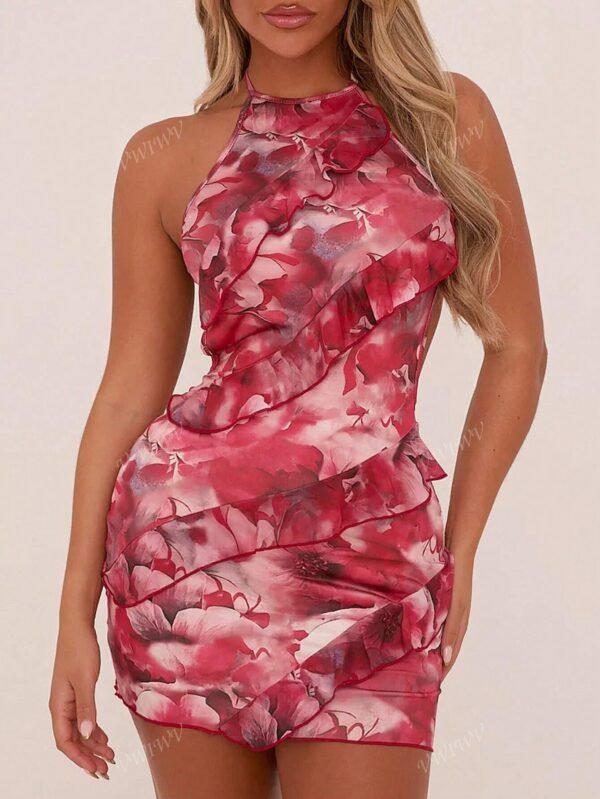 Robe mini sexy de fête avec volants aux hanches – Image 9
