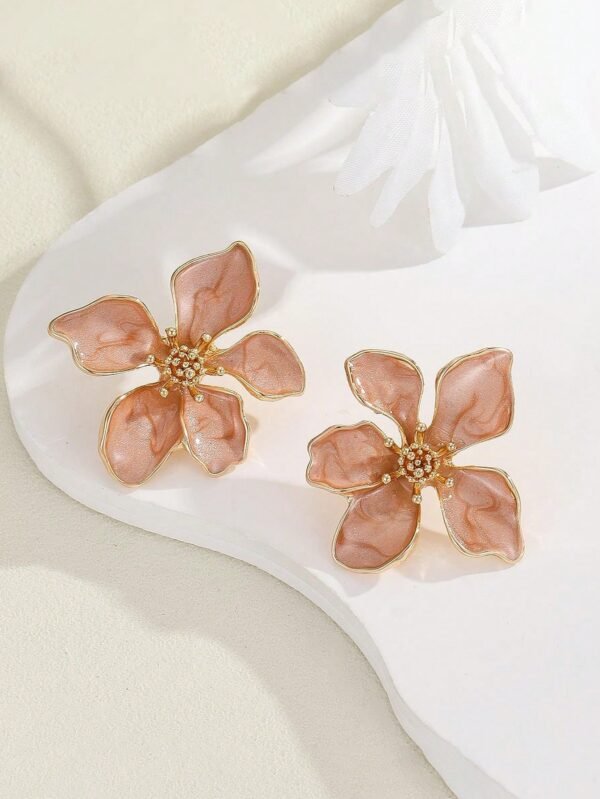 2 pièces boucles d'oreilles à fleurs roses rouges en goutte – Image 7