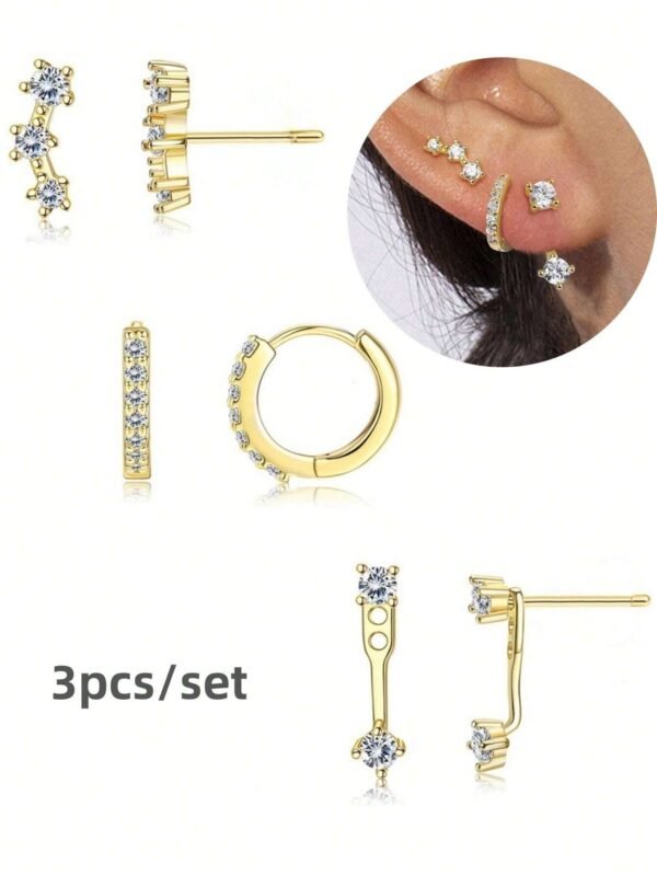 Ensemble de 3 pièces de boucles d'oreilles cubique – Image 7