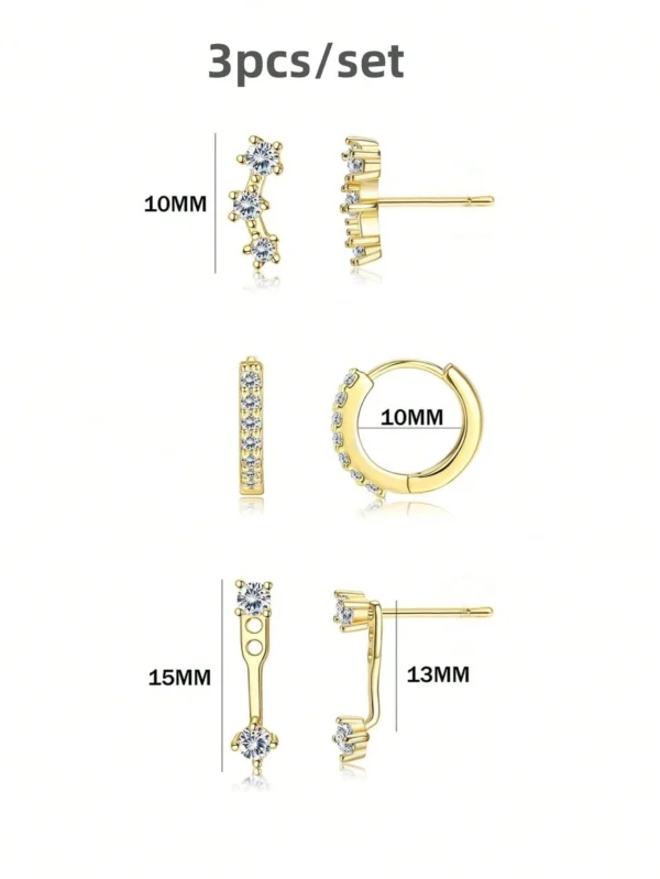 Ensemble de 3 pièces de boucles d'oreilles cubique – Image 8