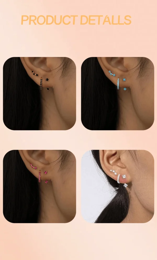 Ensemble de 3 pièces de boucles d'oreilles cubique – Image 19