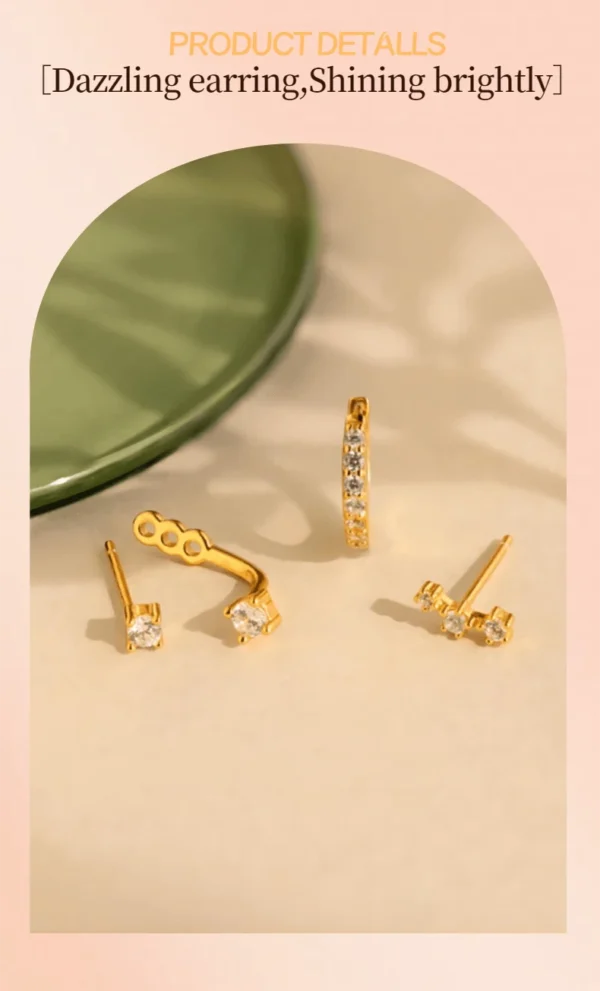 Ensemble de 3 pièces de boucles d'oreilles cubique – Image 18