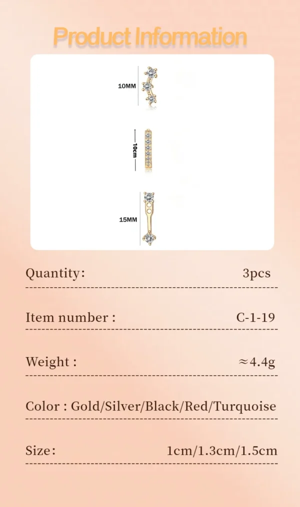 Ensemble de 3 pièces de boucles d'oreilles cubique – Image 20