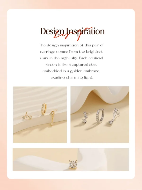 Ensemble de 3 pièces de boucles d'oreilles cubique – Image 17