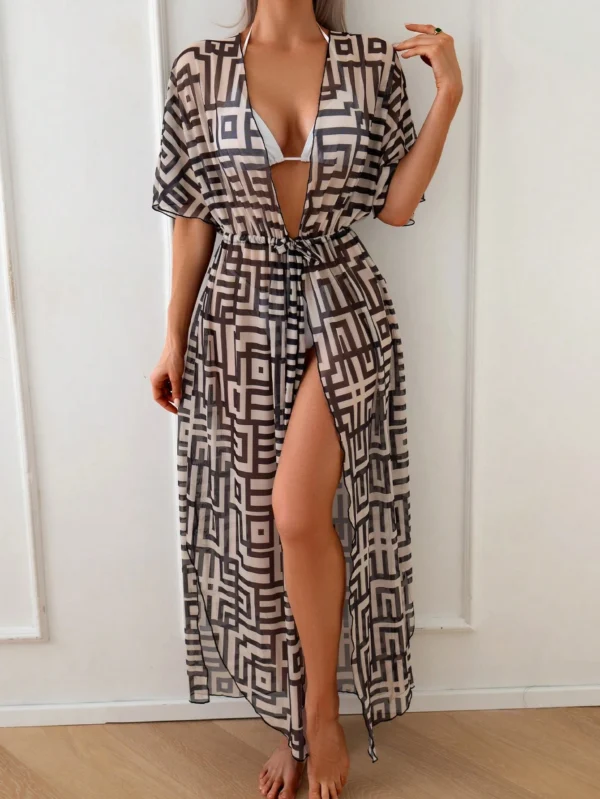Swim Chiccia Kimono imprimé géométrique