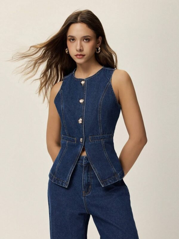 Poéselle EnsembleDébardeur fendu jeans larges – Image 4