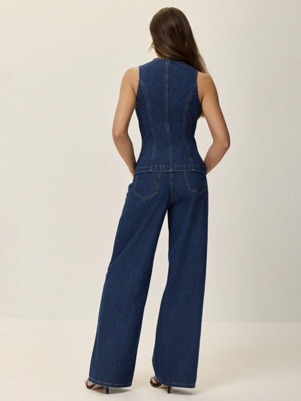 Poéselle EnsembleDébardeur fendu jeans larges – Image 3