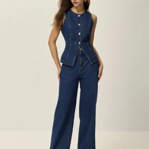 Poéselle EnsembleDébardeur fendu jeans larges