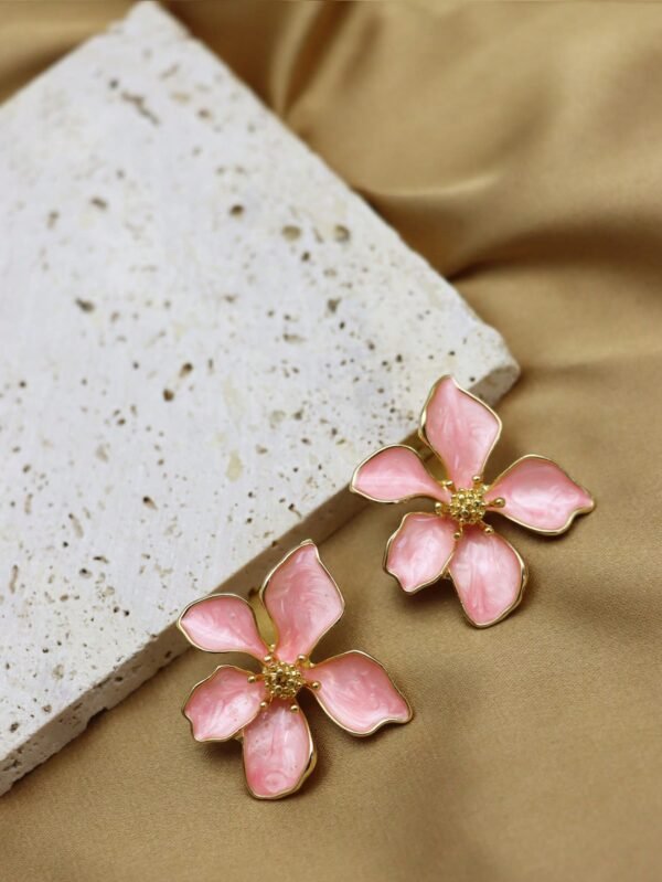 2 pièces boucles d'oreilles à fleurs roses rouges en goutte – Image 8