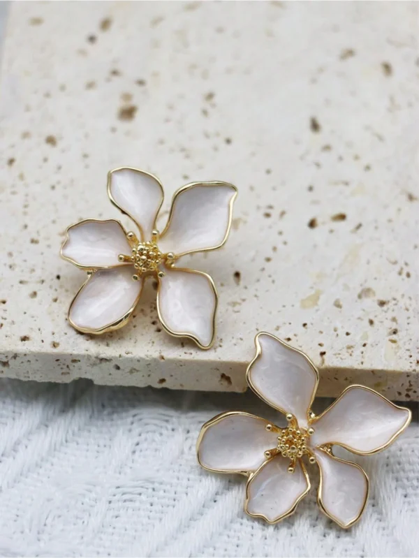 2 pièces boucles d'oreilles à fleurs roses rouges en goutte – Image 18