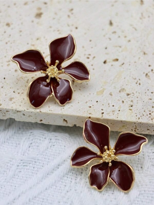 2 pièces boucles d'oreilles à fleurs roses rouges en goutte – Image 21
