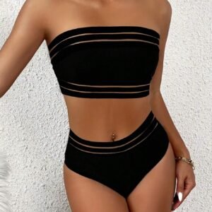 MaillotDeux pièces bandeau mailleTaille haute