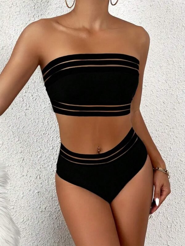MaillotDeux pièces bandeau mailleTaille haute – Image 2