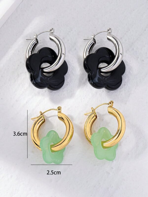 1 paire de boucles d'oreilles à fleurs géométriques – Image 9