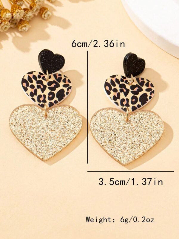 1 paire de boucles d'oreilles pendantes en forme de cœur – Image 6