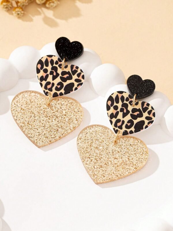 1 paire de boucles d'oreilles pendantes en forme de cœur – Image 3