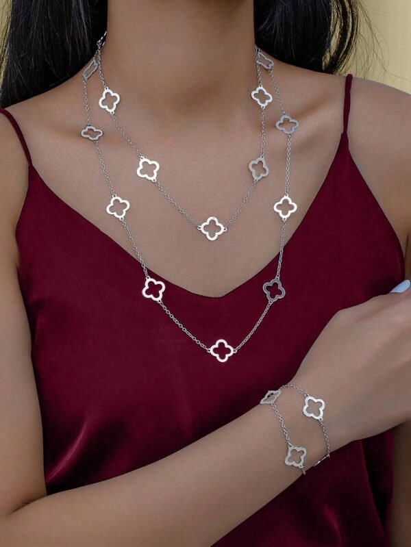 1 pièce Collier long creux en forme de trèfle – Image 10