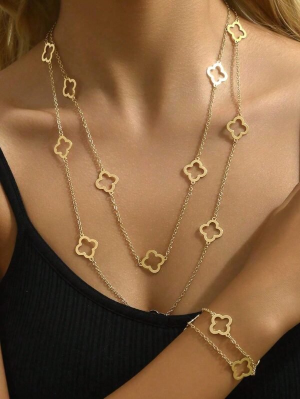 1 pièce Collier long creux en forme de trèfle – Image 9