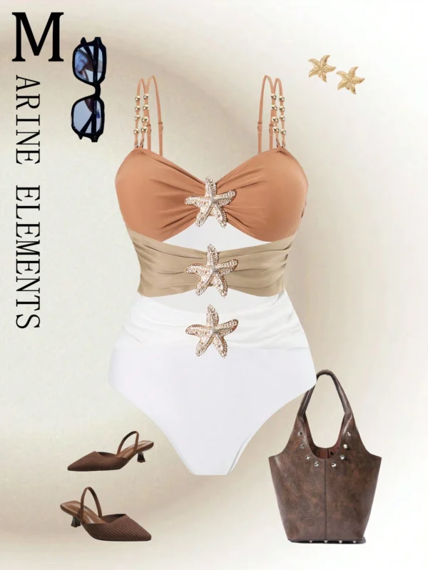 SHEIN Swim Curve Maillot une pièceDécoré métal