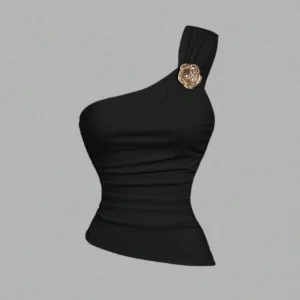 SHEIN MODTop bretelle uniqueDrapé noir