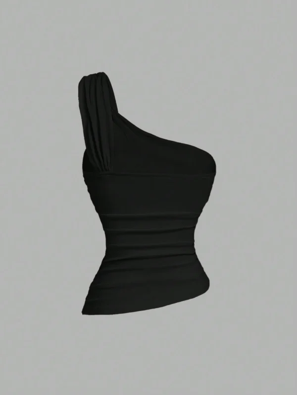 SHEIN MODTop bretelle uniqueDrapé noir – Image 2