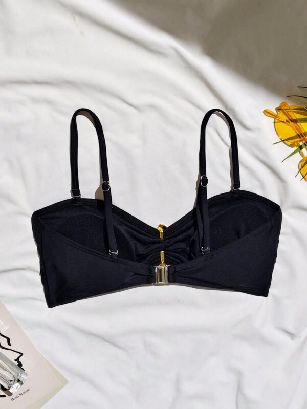 Top bikini bandeau uni fleur métallique – Image 3
