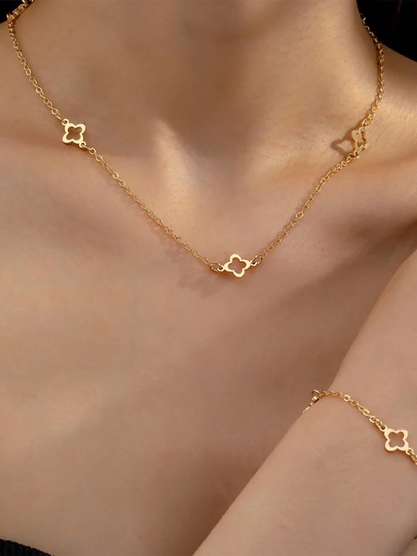 1 pièce Collier long creux en forme de trèfle – Image 13