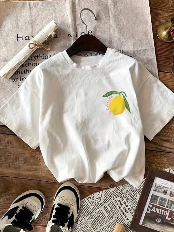 T-shirtDécontracté à col rond imprimé citron – Image 2