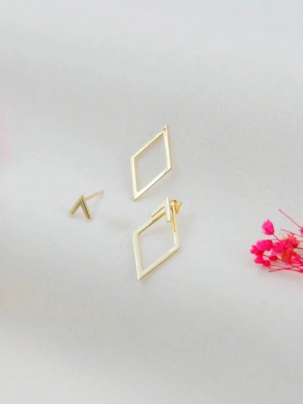 1 paire Boucles d'oreilles minimalistes creuses – Image 2
