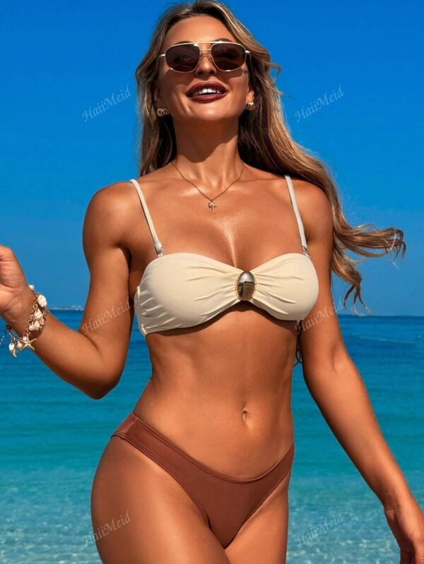 Maillot 3 piècesTopTube bikini avec accessoires métal – Image 6