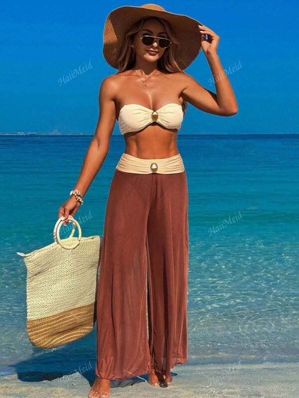 Maillot 3 piècesTopTube bikini avec accessoires métal
