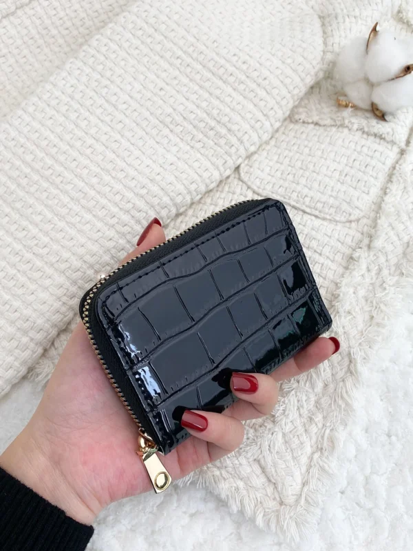 Portefeuille zip relief pierre format compact