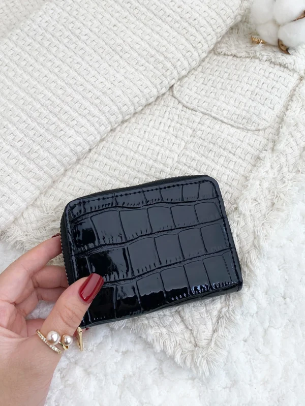 Portefeuille zip relief pierre format compact – Image 3