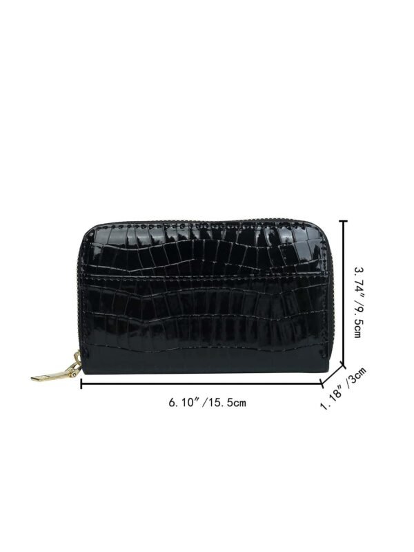 Portefeuille long relief crocodile fermeture éclair – Image 4