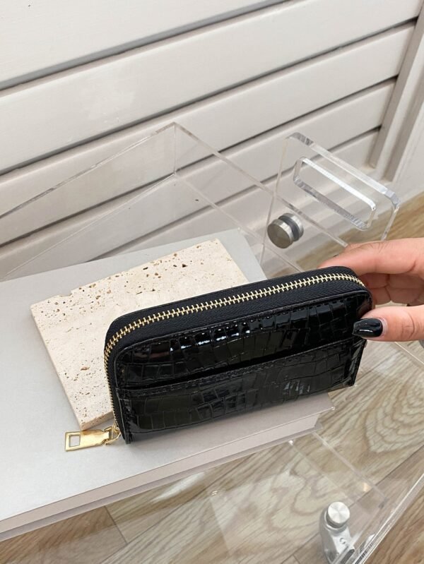 Portefeuille long relief crocodile fermeture éclair – Image 6
