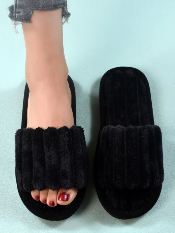 Pantoufles chambre noir minimalistes à bout ouvert