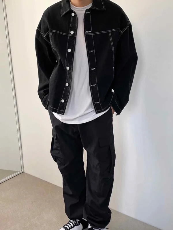 DAZY Homme Veste coton épaule tombante – Image 3