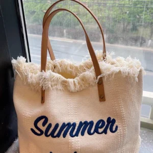 Sac shopper franges broderie