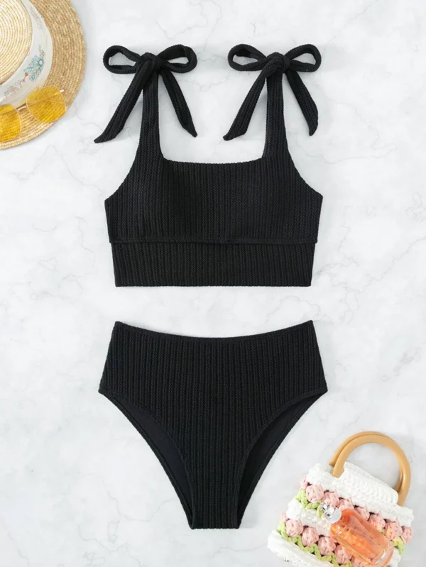 SHEIN Swim Tankini épaule nouée – Image 4