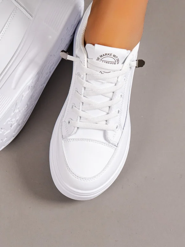 Baskets sport blanc compensées à lettres à lacets – Image 6