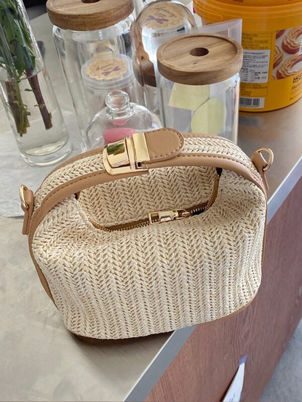 Mini sac paille poignée zippé – Image 4