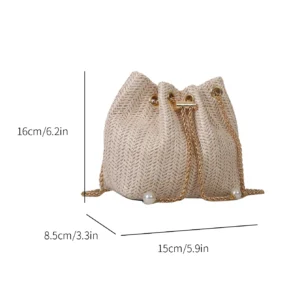 Mini sac seau paille doré