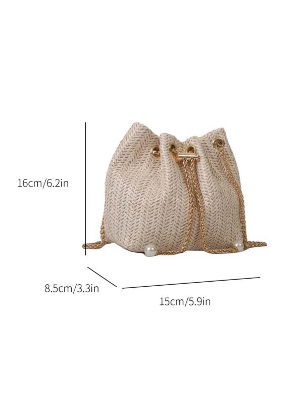 Mini sac seau paille doré – Image 2