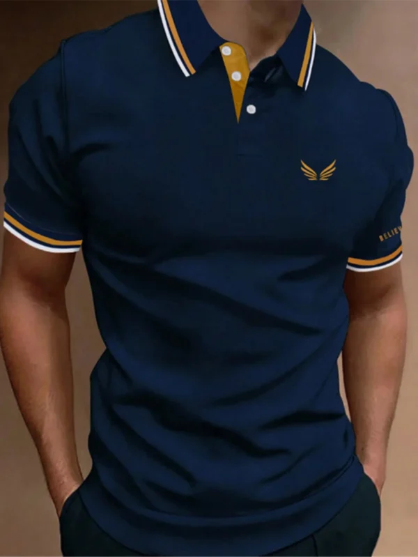 Manfinity Polo imprimé aile bordure rayures