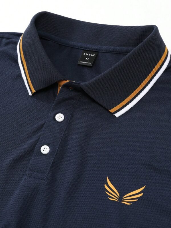 Manfinity Polo imprimé aile bordure rayures – Image 5