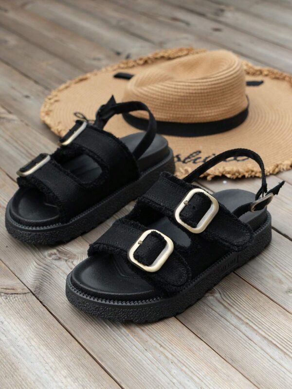 Sandales franges denim noir – Image 4