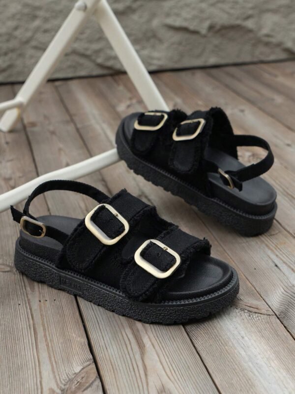 Sandales franges denim noir – Image 5