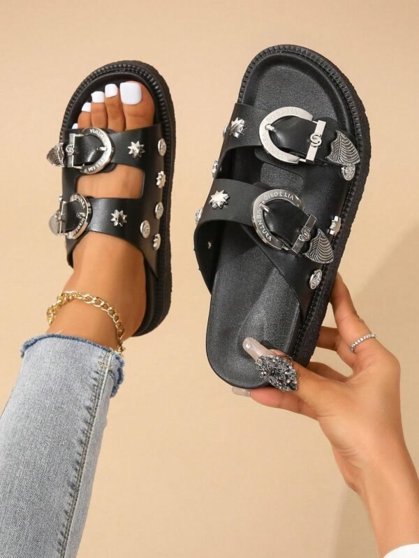 Sandales noires rondes femmes