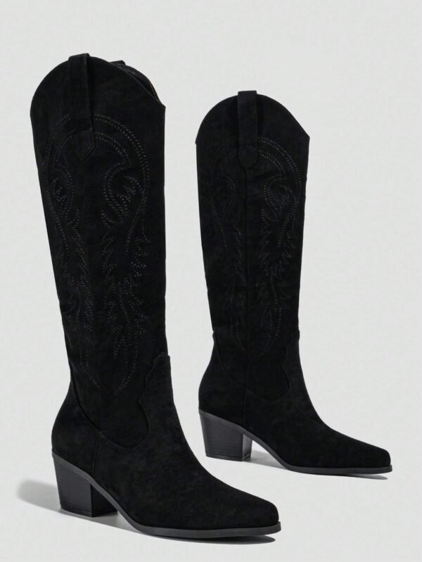 Bottes mode talon moyen broderie western – Image 3