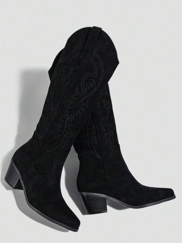 Bottes mode talon moyen broderie western – Image 4